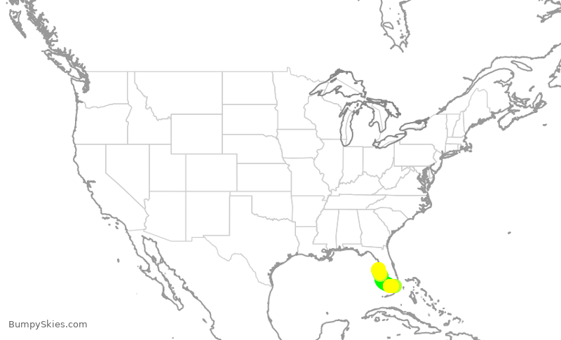 Turbulence forecast map for AAL2987, TPA to MIA