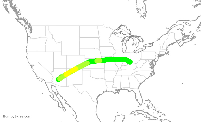 Turbulence forecast map for AAL2990, CVG to PHX