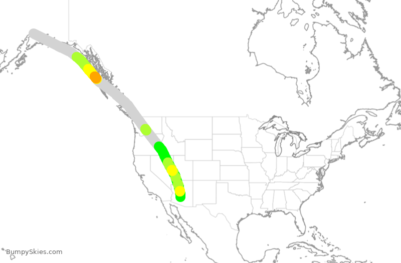 Turbulence forecast map for AAL2991, ANC to PHX