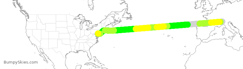 Turbulence forecast map for AAL299, IMC to PHL