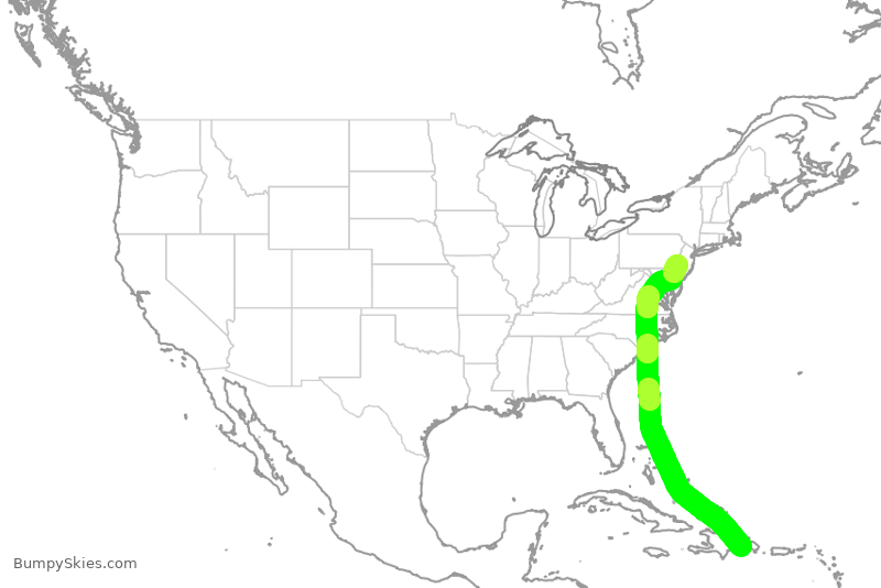 Turbulence forecast map for AAL3003, SDQ to PHL
