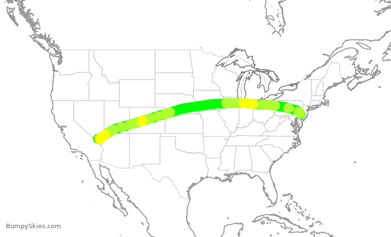 Turbulence forecast map for AAL3005, PHL to LAS