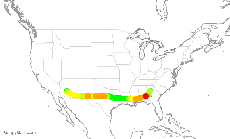 Turbulence forecast map for AAL3012, ATL to PHX