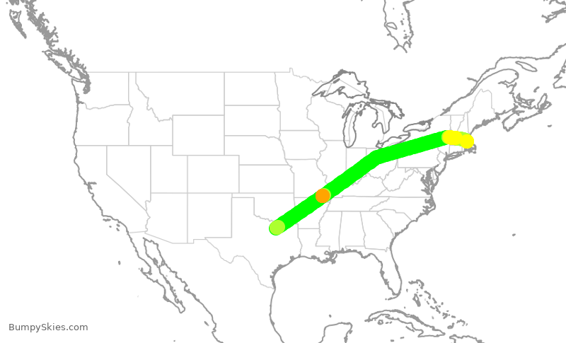 Turbulence forecast map for AAL3015, DFW to BOS