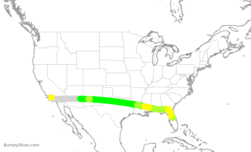 Turbulence forecast map for AAL3017, LAX to MCO