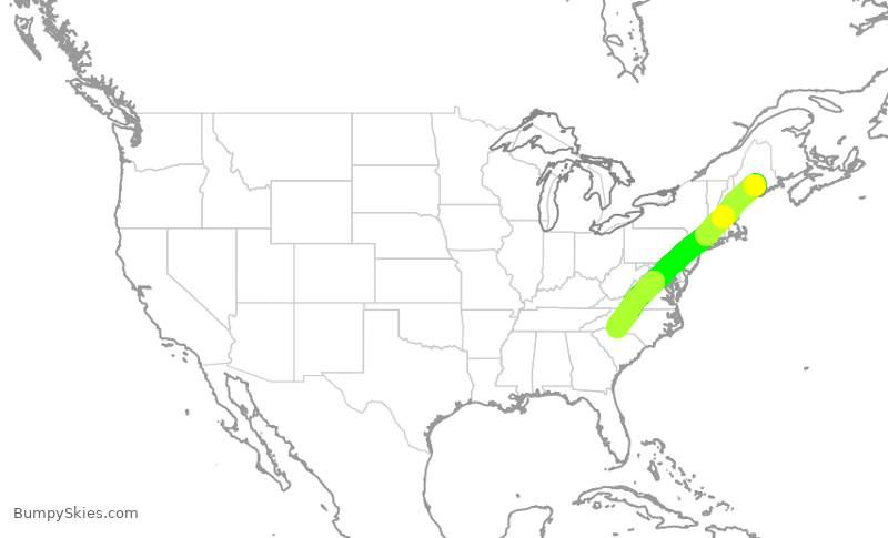 Turbulence forecast map for AAL3019, BGR to CLT