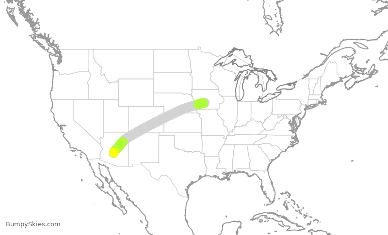 Turbulence forecast map for AAL3019, PHX to DSM