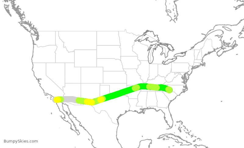 Turbulence forecast map for AAL3022, SAN to CLT