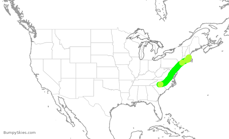 Turbulence forecast map for AAL3023, CLT to BOS
