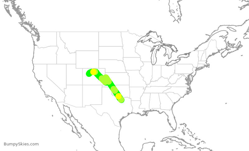 Turbulence forecast map for AAL3025, DFW to EGE