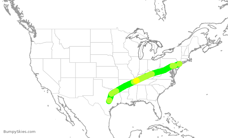 Turbulence forecast map for AAL3026, JFK to AUS