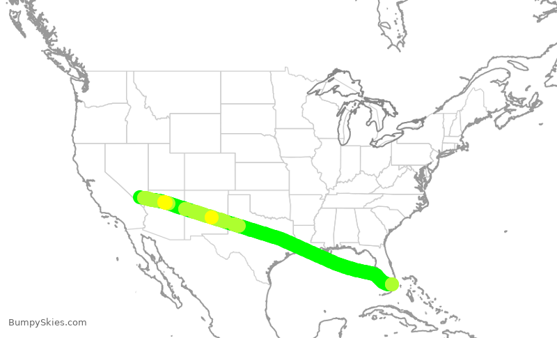 Turbulence forecast map for AAL3027, LAS to MIA