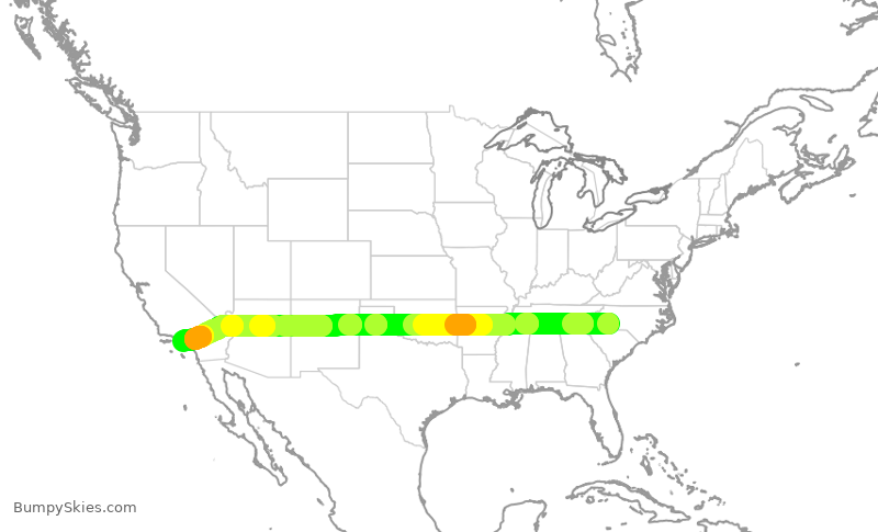 Turbulence forecast map for AAL3035, CLT to LAX