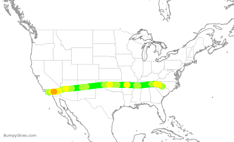 Turbulence forecast map for AAL3035, LAX to CLT