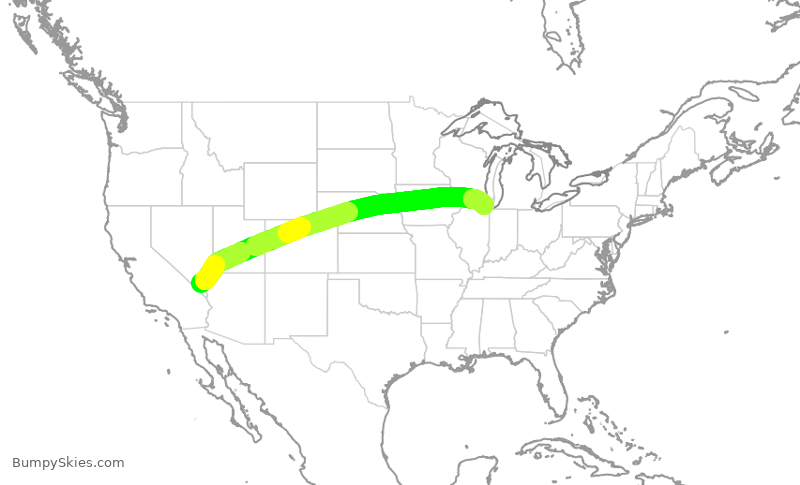 Turbulence forecast map for AAL3039, LAS to ORD
