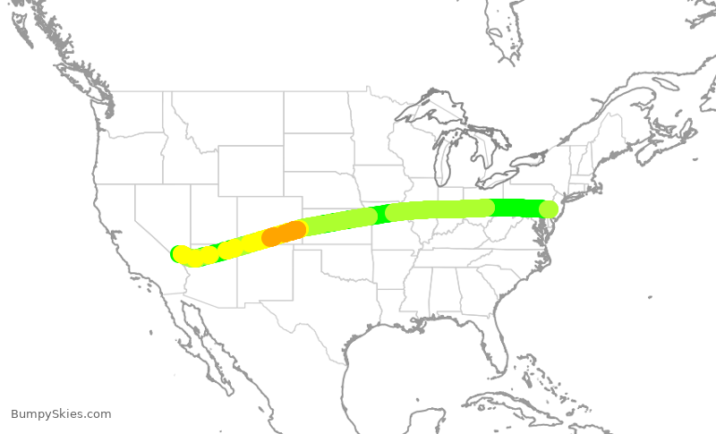 Turbulence forecast map for AAL3040, PHL to LAS