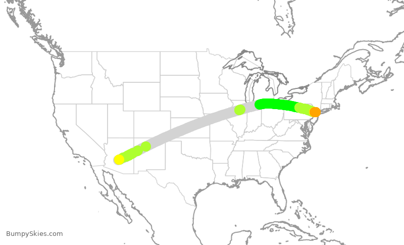 Turbulence forecast map for AAL3041, PHX to EWR