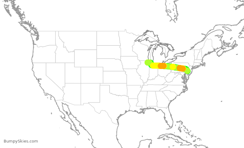 Turbulence forecast map for AAL3042, PHL to ORD