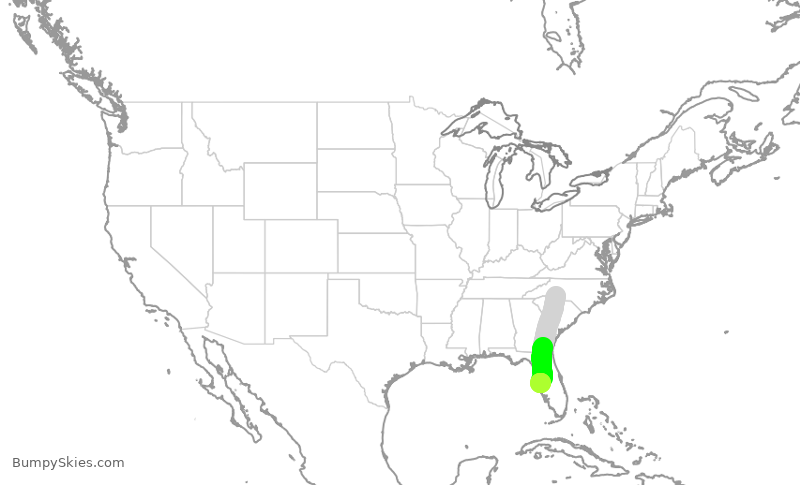 Turbulence forecast map for AAL3043, CLT to TPA