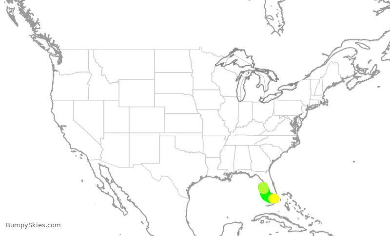 Turbulence forecast map for AAL3044, TPA to MIA
