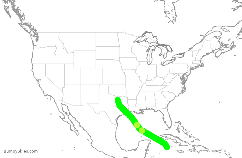 Turbulence forecast map for AAL3045, DFW to GCM