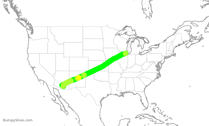 Turbulence forecast map for AAL3047, ORD to TUS