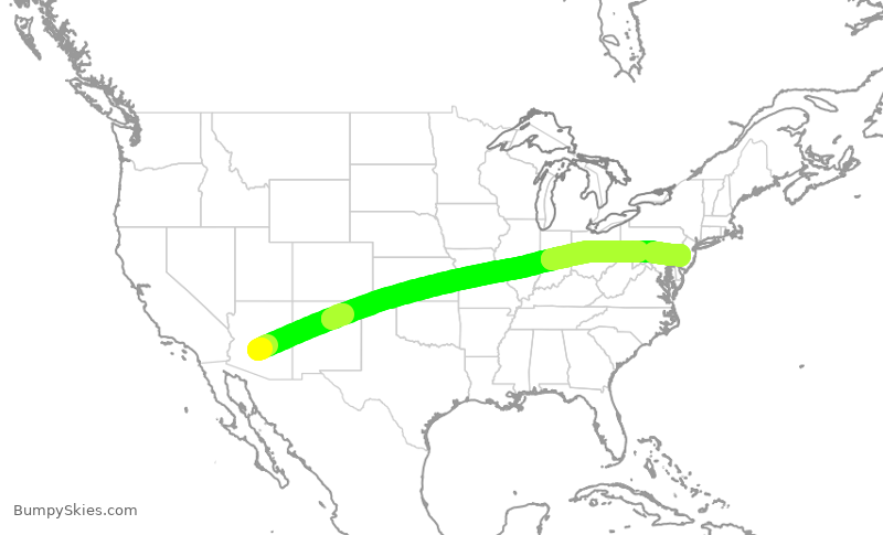 Turbulence forecast map for AAL3047, PHX to PHL