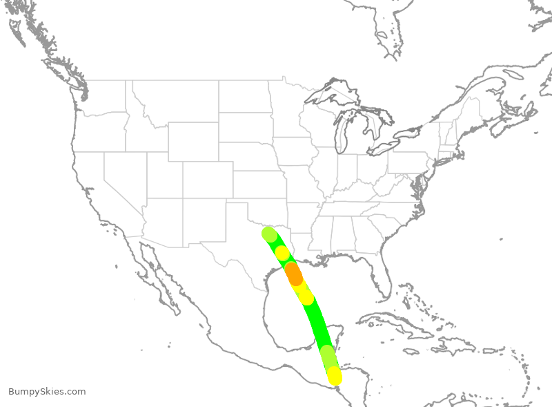 Turbulence forecast map for AAL304, MHPR to DFW
