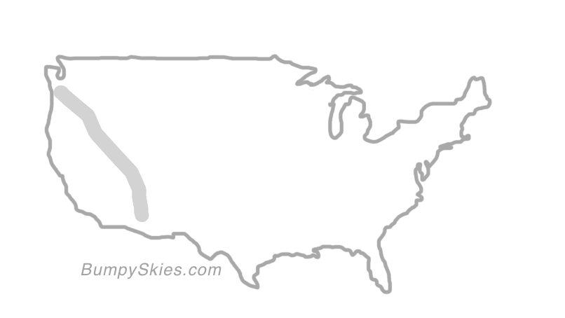 Map of continental US with illustrated flight path and turbulence forecast (described in text below)