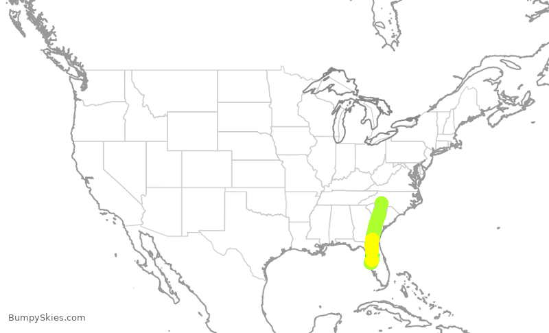 Turbulence forecast map for AAL3051, CLT to TPA