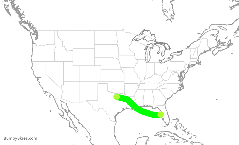 Turbulence forecast map for AAL3057, DFW to TPA