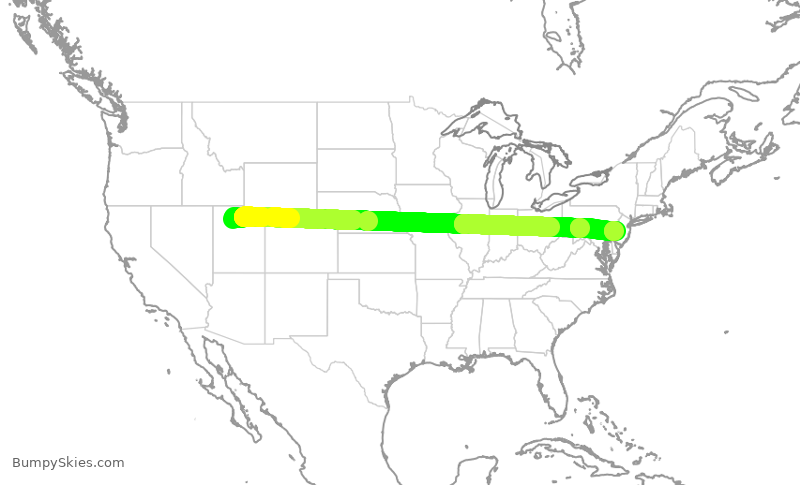 Turbulence forecast map for AAL3057, SLC to PHL
