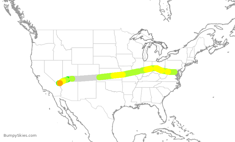 Turbulence forecast map for AAL3058, DCA to LAS