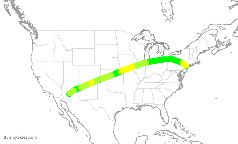 Turbulence forecast map for AAL3058, EWR to PHX