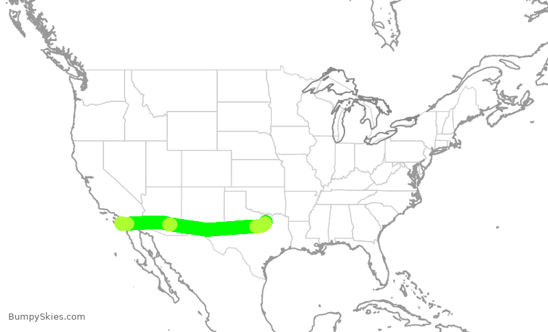 Turbulence forecast map for AAL3060, SAN to DFW