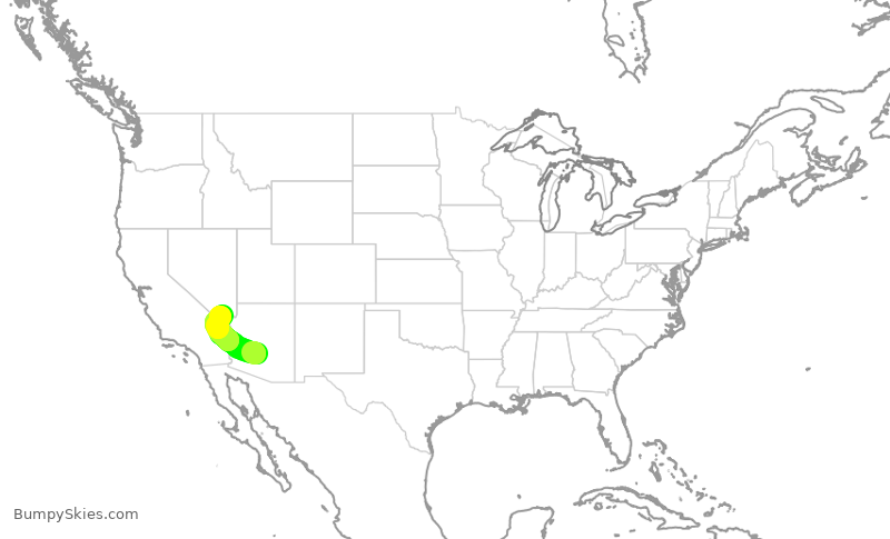 Turbulence forecast map for AAL3065, PHX to LAS