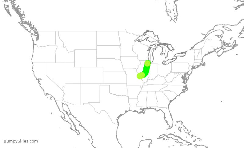 Turbulence forecast map for AAL3069, ORD to STL