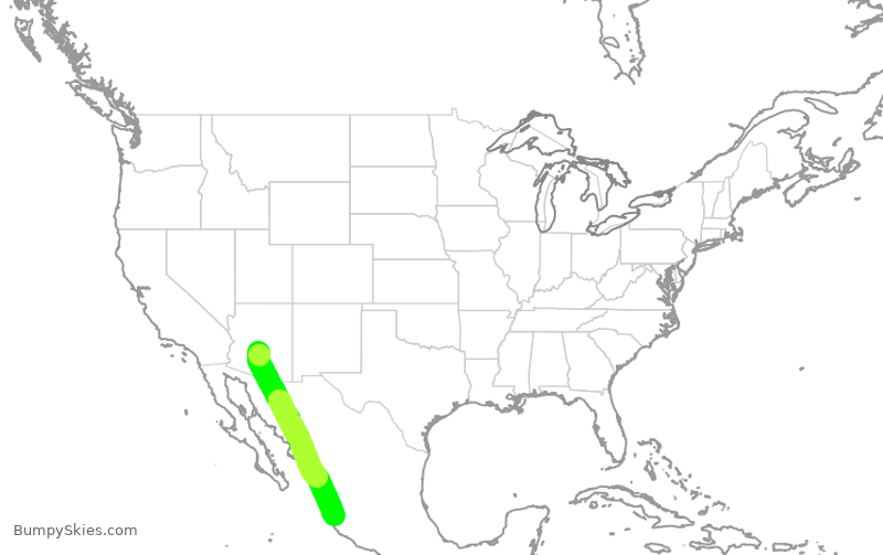 Turbulence forecast map for AAL3069, PHX to PVR