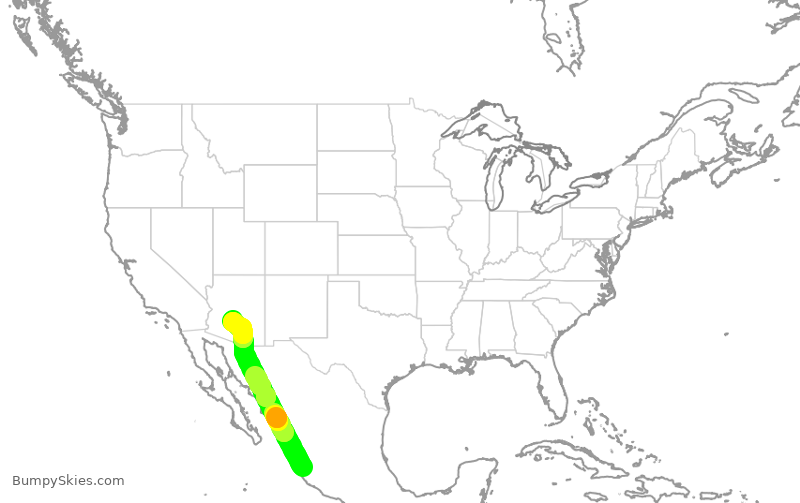Turbulence forecast map for AAL3069, PVR to PHX