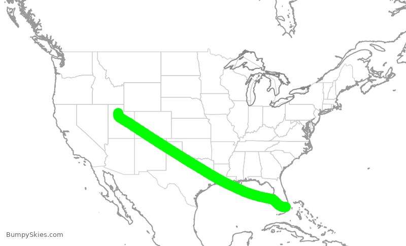 Turbulence forecast map for AAL3070, SLC to MIA