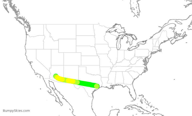 Turbulence forecast map for AAL3076, IAH to PHX