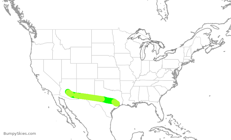 Turbulence forecast map for AAL3076, PHX to IAH