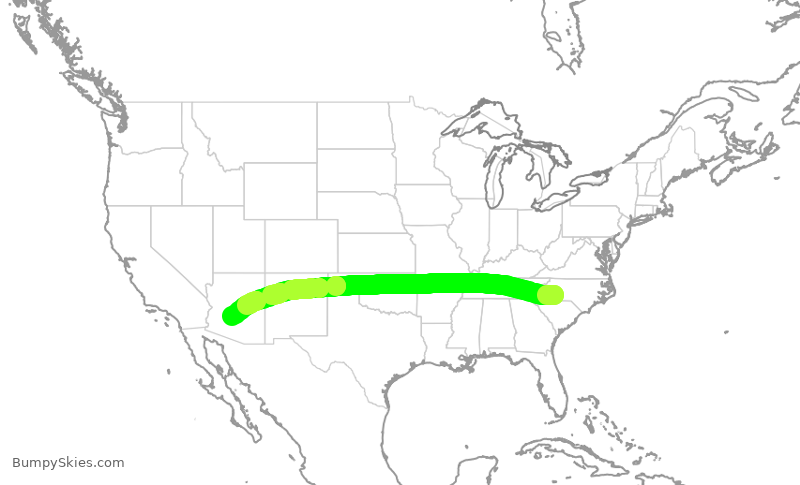 Turbulence forecast map for AAL3078, CLT to PHX