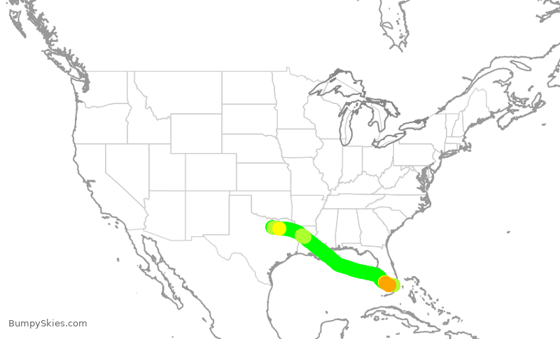 Turbulence forecast map for AAL3083, DFW to MIA