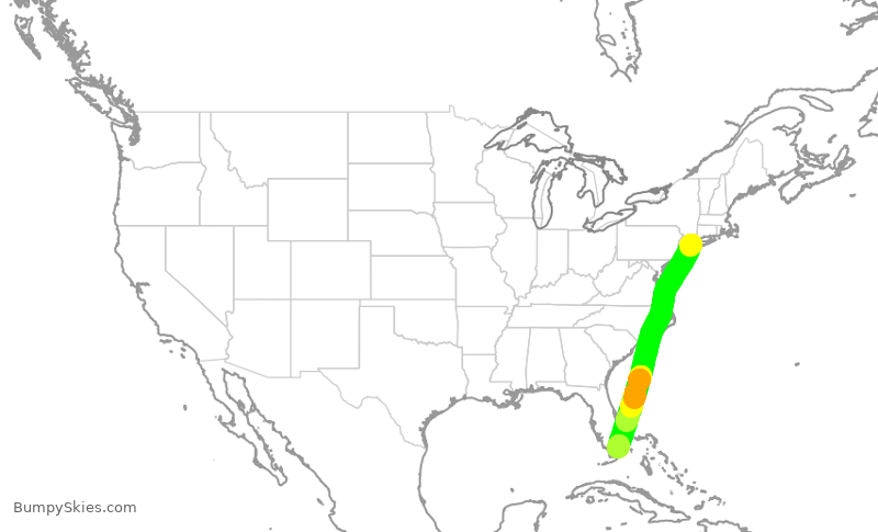 Turbulence forecast map for AAL3088, LGA to MIA