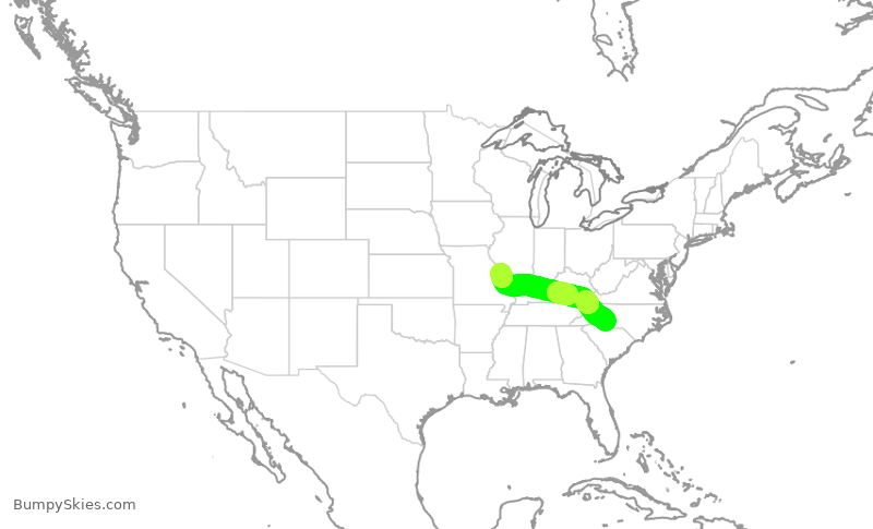 Turbulence forecast map for AAL3096, CLT to STL