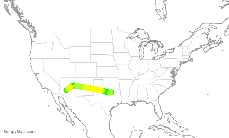 Turbulence forecast map for AAL3096, DFW to PHX