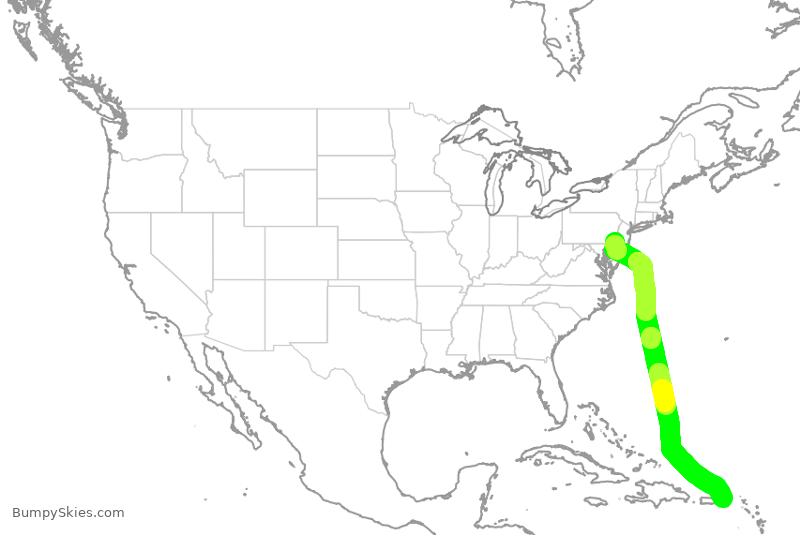 Turbulence forecast map for AAL3119, PHL to IST