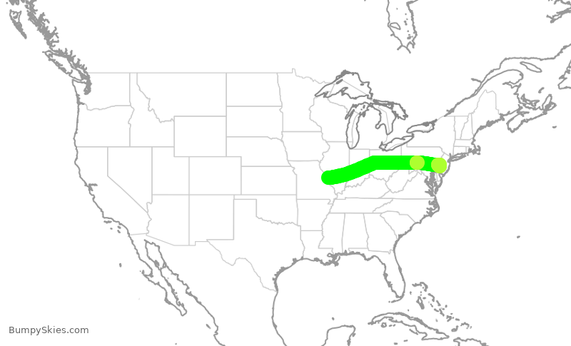 Turbulence forecast map for AAL3124, STL to PHL