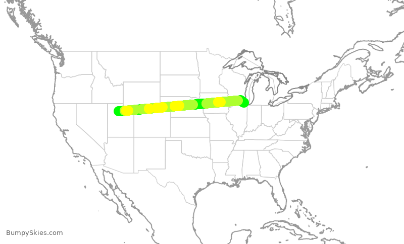 Turbulence forecast map for AAL3125, SLC to ORD